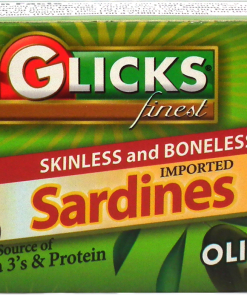 Sardines Skin Bone In Olive Oil 4.375Oz Glicks