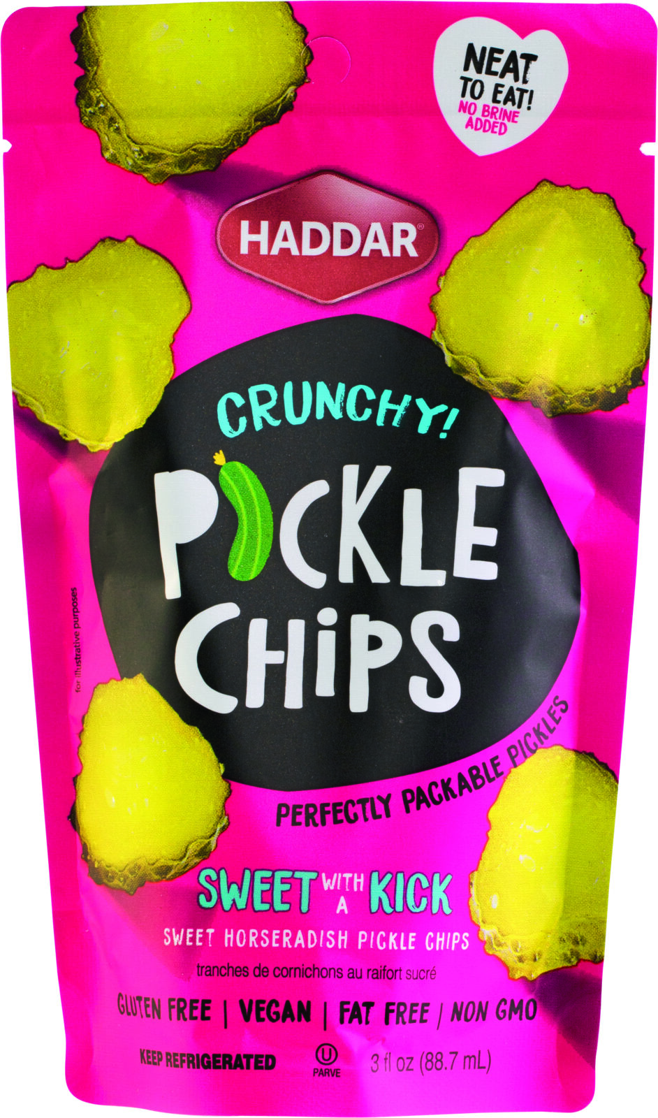 Pickle Chips Sweet Kick Horeseradish Pouch 3Oz Haddar